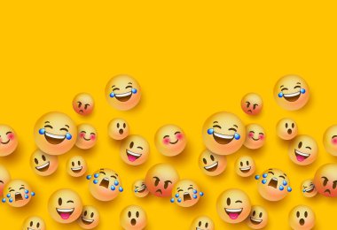 3D eğlenceli emoji simgesi kusursuz desen arkaplanı