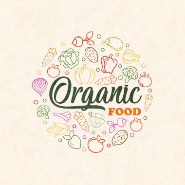 Renkli sebze ikonlarının organik gıda konsepti