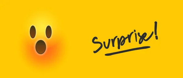 Sorpresa 3d giallo emoji banner testo citazione concetto — Vettoriale Stock