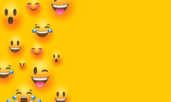 Rolig gul emoticon ansikte kopia utrymme bakgrund — Stock vektor