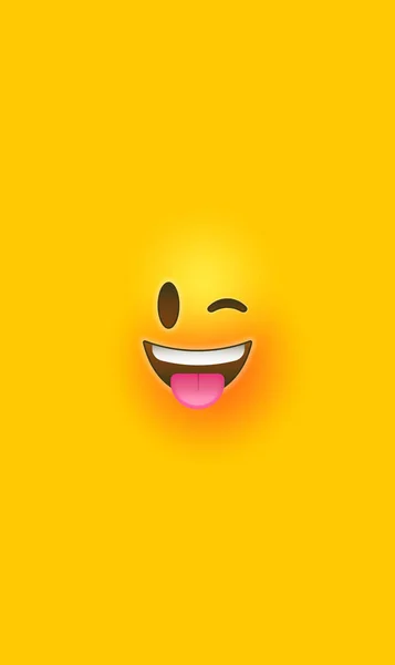 Divertido guiño amarillo 3d sonriente cara fondo vertical — Vector de stock