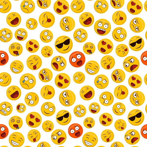 Spaß Emoticon nahtlose Muster gelb Smiley Gesicht — Stockvektor