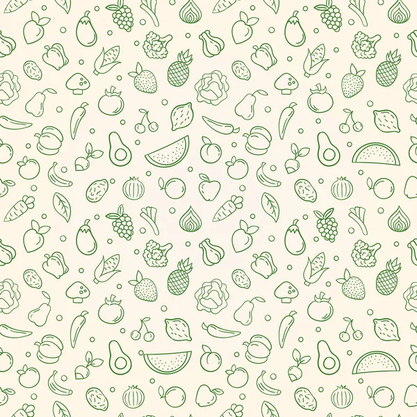 Grüne Lebensmittel nahtlose Muster von Gemüsefrüchten — Stockvektor