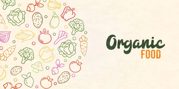 Concepto de alimento orgánico color bosquejo iconos vegetales — Archivo Imágenes Vectoriales