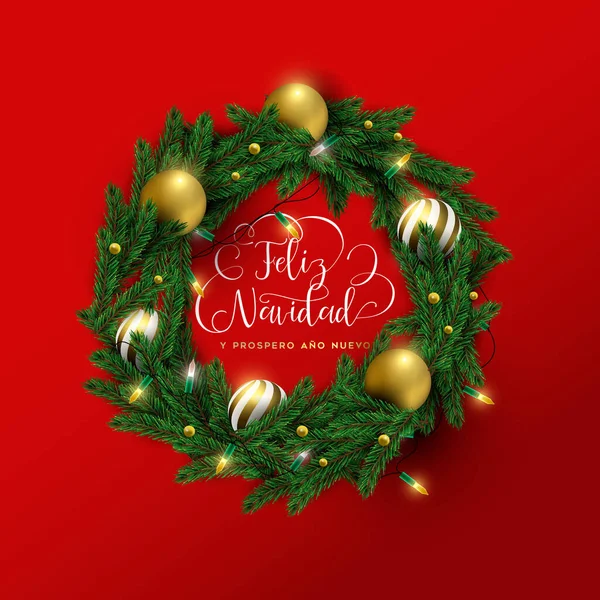 Navidad y año nuevo español rojo 3d corona tarjeta — Vector de stock
