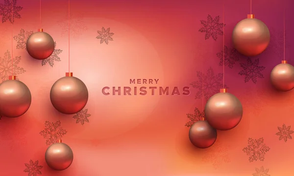 Frohe Weihnachten Karte aus Kupferkugeln Ornamenten — Stockvektor