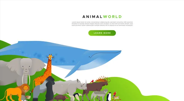 Wild animal landing page template background — 图库矢量图片