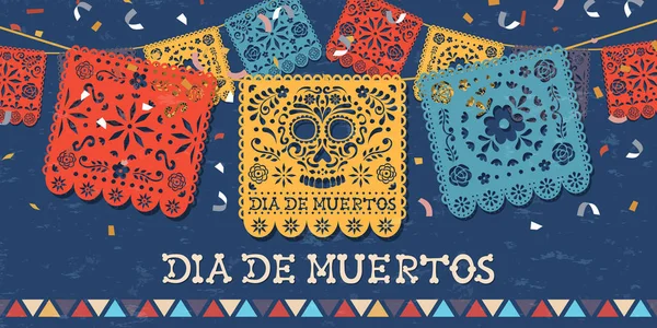 День мертвого мексиканського черепа банер — стоковий вектор