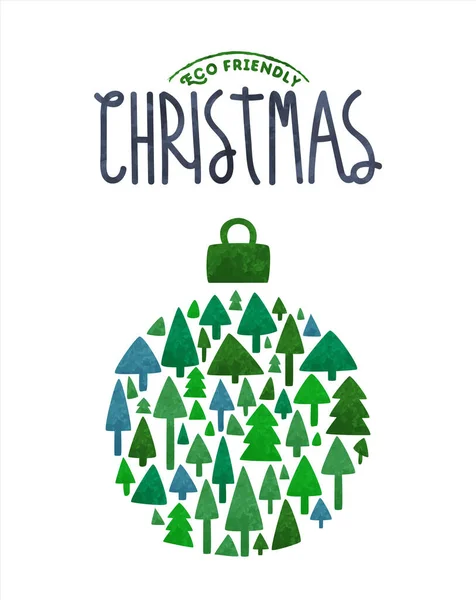 God jul ekokort av gröna träd grannlåt — Stock vektor