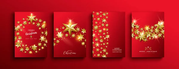 Christmas and new year gold 3d stars template — Stock Vector