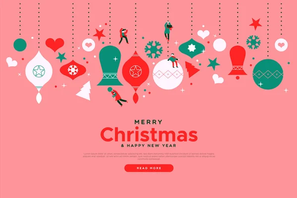 Veselé Vánoce lidé webové stránky šablony — Stockový vektor