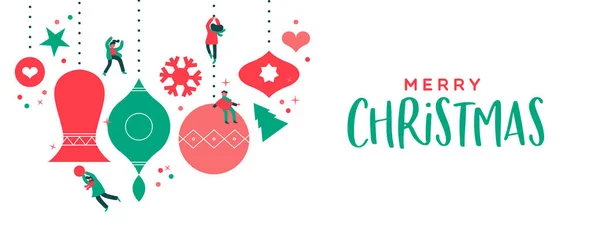 God jul banner söta människor prydnad SMÅSAK — Stock vektor