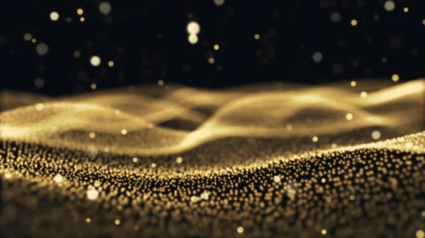 Gold particle abstract wave mesh background