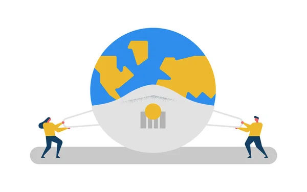 Homme Femme Qui Mettent Masque Chirurgical Sur Planète Pour Santé — Image vectorielle