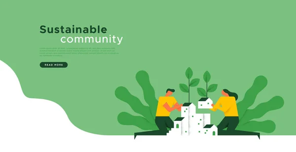 Sustainable Community Landing Web Page Template Mit Sozialem Konzept Von — Stockvektor