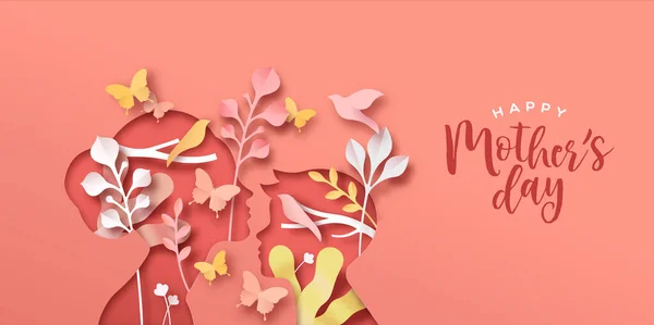 Joyeux Papier Fête Des Mères Coupe Carte Vœux Maman Avec — Image vectorielle