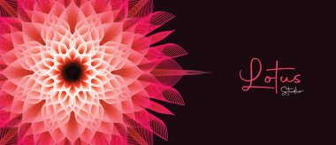 Modern 3D mandala tasarımlı Yoga stüdyo afişi. Meditasyon işi veya sağlık konsepti için kutsal geometri nilüfer çiçeği süslemesi.