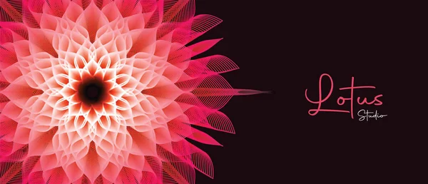 Ilustración Banner Estudio Yoga Con Diseño Moderno Mandala Geometría Sagrada — Vector de stock