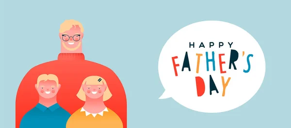 Banner Del Día Del Padre Feliz Padre Sonriendo Con Niños — Archivo Imágenes Vectoriales