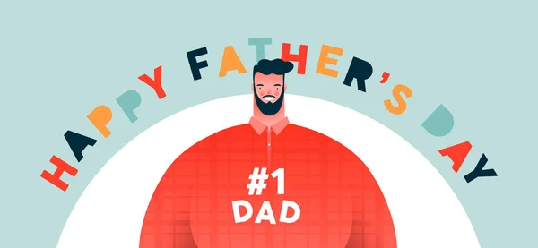 Happy Father Day Sztandar Ilustracja Ojca Kolorowym Stylu Kreskówki Specjalną — Wektor stockowy
