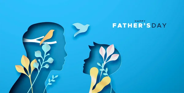 Ευτυχισμένη Ημέρα Του Πατέρα Χαρτί Ευχετήρια Κάρτα Απεικόνιση Του Πατέρα — Διανυσματικό Αρχείο