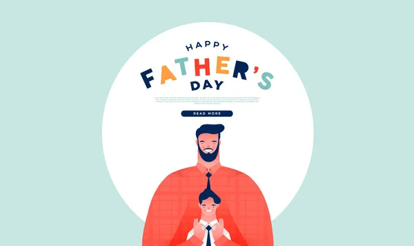 Happy Vatertag Web Vorlage Illustration Lustige Vater Reparatur Kind Sohn — Stockvektor