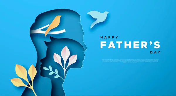 Happy Father Day Papier Gesneden Kaart Template Achtergrond Van Vader — Stockvector