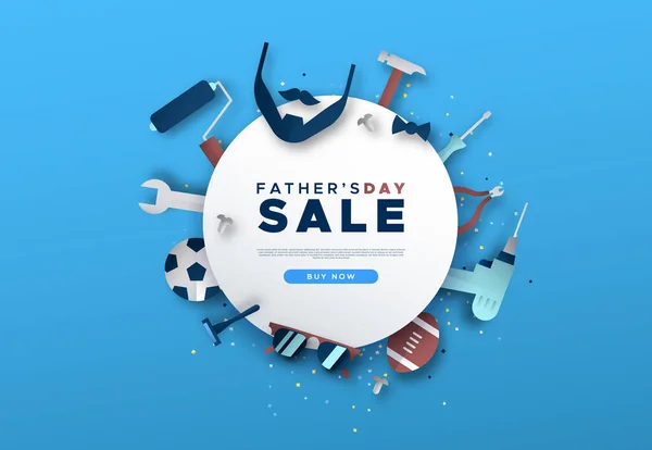 아버지 Fathers Day 프레임의 템플릿에 아이콘 아버지 사업을 도구등 포함된다 — 스톡 벡터