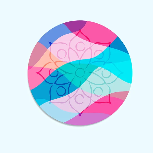 Hand Dras Mandala Blomma Cirkel Med Färgglada Abstrakt Design Isolerad — Stock vektor