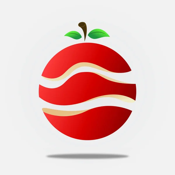 Kleurrijke Rode Appel Fruit Gesneden Cirkel Geïsoleerde Witte Achtergrond Verse — Stockvector