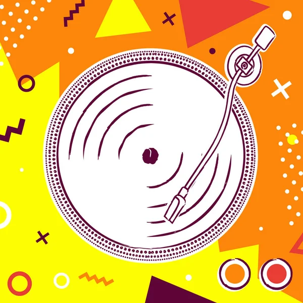 Illustration Des Von Hand Gezeichneten Abspielens Buntes Retro Sound Audio — Stockvektor