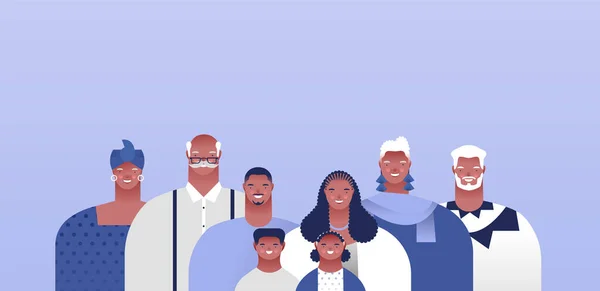 Une Grande Famille Afro Américaine Avec Fond Vide Familles Ascendance — Image vectorielle