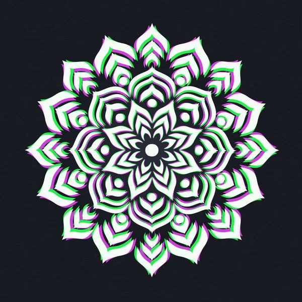 Hagyományos Indiai Mandala Dekoráció Színes Holografikus Lótuszvirág Kör Etnikai Design — Stock Vector