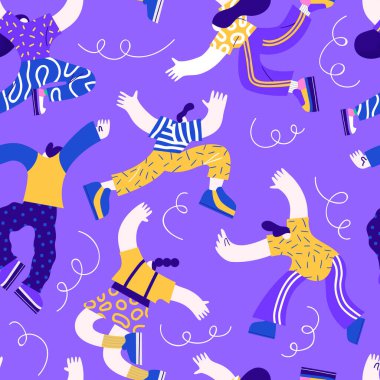 İnsanlar kusursuz desenli örnekler, renkli erkek ve kadın karakter geçmişi modern düz çizgi film tarzında arkadaşlık veya sosyal konsept için gruplandırılıyor..