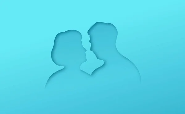 現実的な3Dペーパーカットクラフトスタイルで一緒に高齢者と女性 孤立したシニアカップルの愛や退職生活イラストのコンセプト — ストックベクタ
