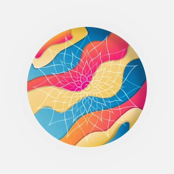 Círculo Flores Mandala Dibujado Mano Con Diseño Abstracto Colorido Sobre — Vector de stock
