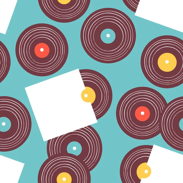 Vintage Vinyl Music Seamless Patter Retro Album Illustration Concept Musical — Image vectorielle