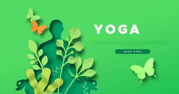 Yoga Övning Webb Mall Kvinna Silhuett Gör Sittande Lotus Poserar — Stock vektor