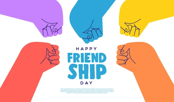 Счастливый День Дружбы Интернете Искушает Иллюстрация Разноцветной Группы Друзей Делающих — стоковый вектор