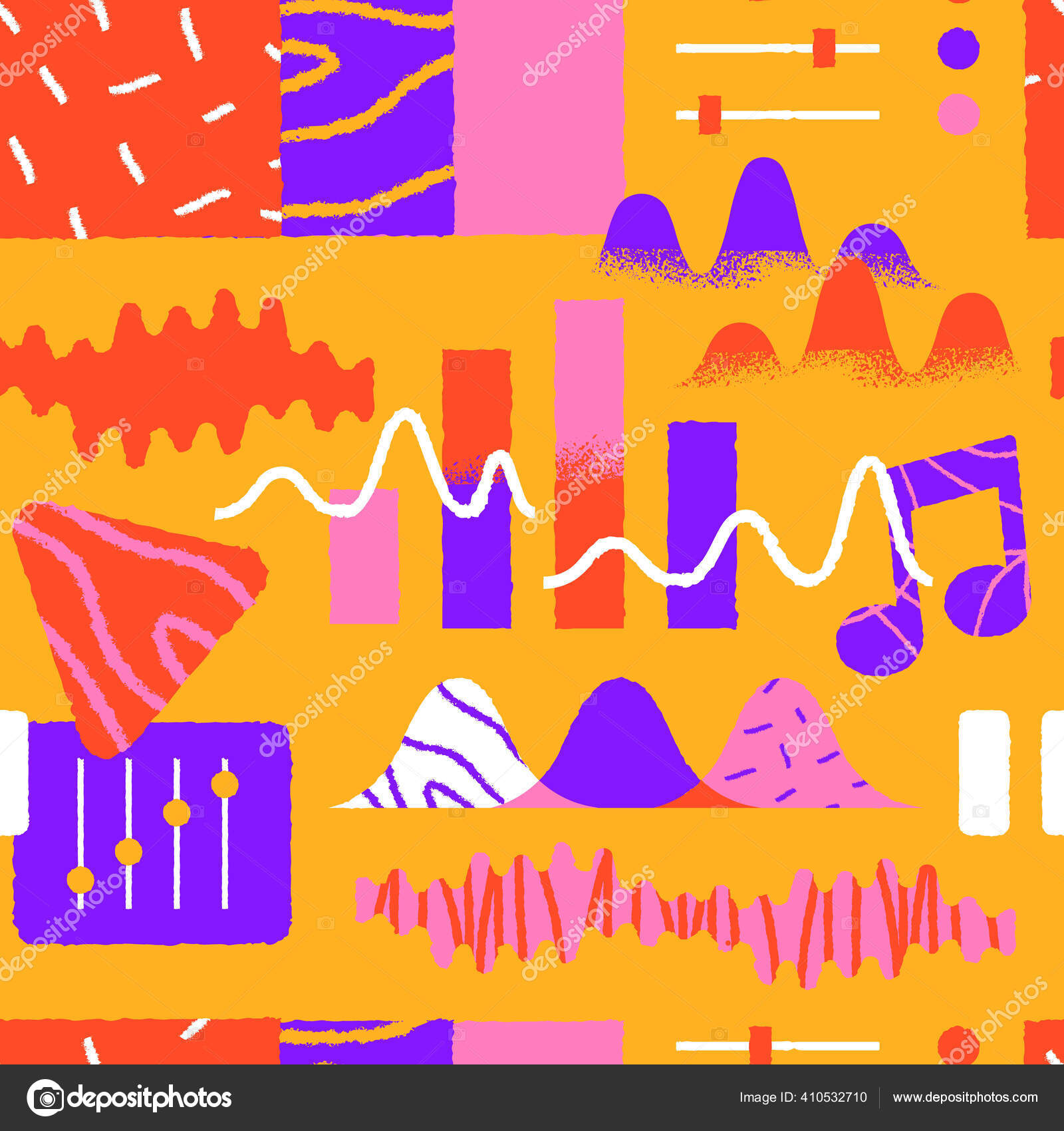 Musik Ikone Nahtlose Musterillustration Trendiger Musik App Symbole Handgezeichneten Retro Vektorgrafik Lizenzfreie Grafiken C Cienpies Depositphotos