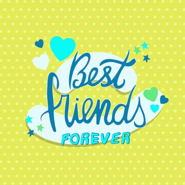 Arkadaşlık günü tebrik kartı çizimleri, yıldız ve kalp şeklinde karalama içeren kısa mesajlar. Çocuk arkadaş kutlama tasarımı.