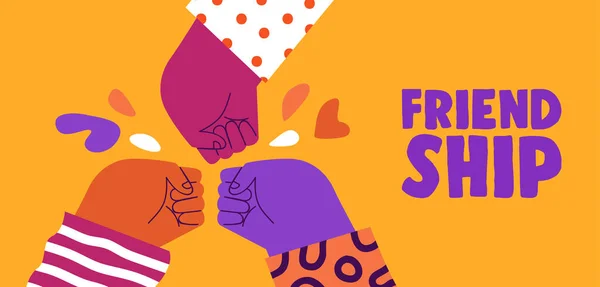 Happy Friendship Day Web Banner Illustration Von Bunten Vielfältigen Freundesgruppe — Stockvektor