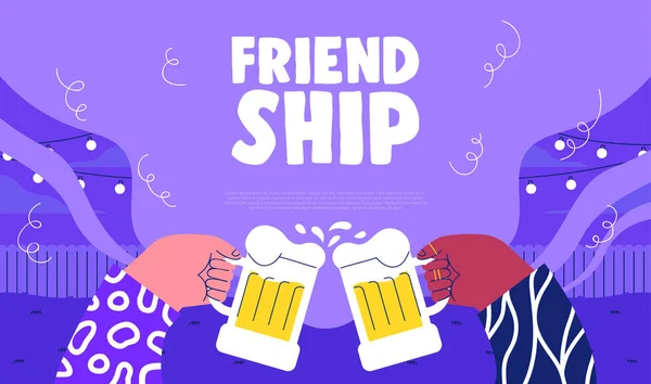 Веб Сайт Happy Friendship Day Соблазняет Иллюстрацией Лучшие Друзья Пьют — стоковый вектор