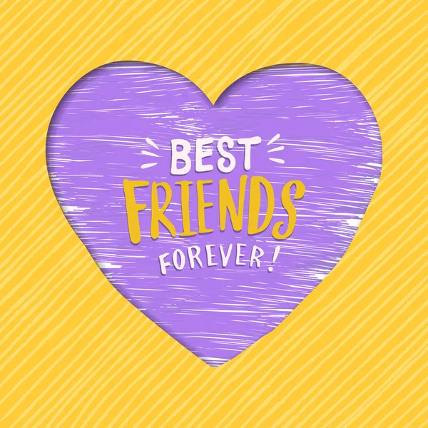 Friendship Day Greeting Card Illustration Heart Shape Best Friends Forever — Stock Vector