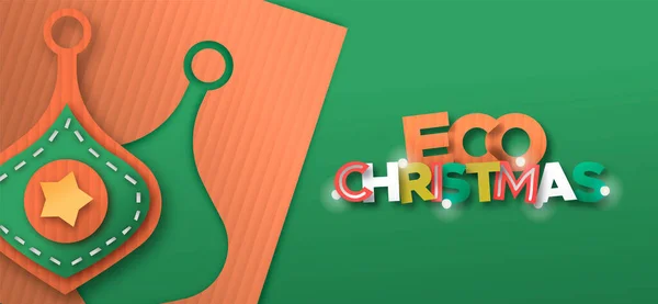 Šetrné Životnímu Prostředí Vánoční Banner Ilustrace Zelená Vánoční Ozdoba Recyklovaného — Stockový vektor