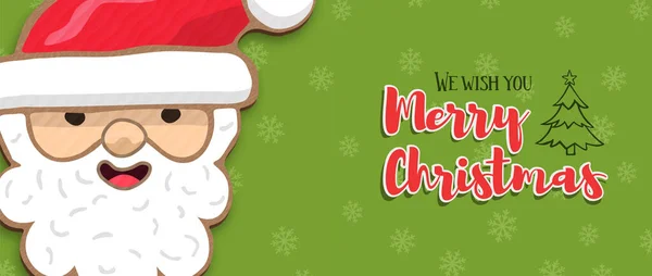 Veselé Vánoce Web Banner Ilustrace Legrační Santa Claus Tvář Ručně — Stockový vektor