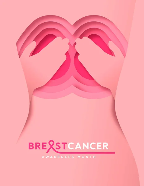 Μαστού Αντικαρκινική Ενημέρωση Μήνα Ευχετήρια Κάρτα Εικονογράφηση Της Γυναίκας Που — Διανυσματικό Αρχείο