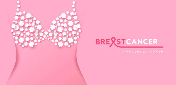 Breast Cancer Awareness Month Ilustración Bandera Del Cuerpo Mujer Rosa — Archivo Imágenes Vectoriales