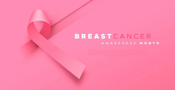 Brustkrebs Bewusstsein Monat Web Vorlage Illustration Von Rosa Seidenband Ausschnitt — Stockvektor