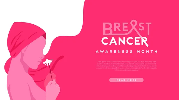 Modèle Web Mois Sensibilisation Cancer Sein Illustration Belle Femme Survivante — Image vectorielle